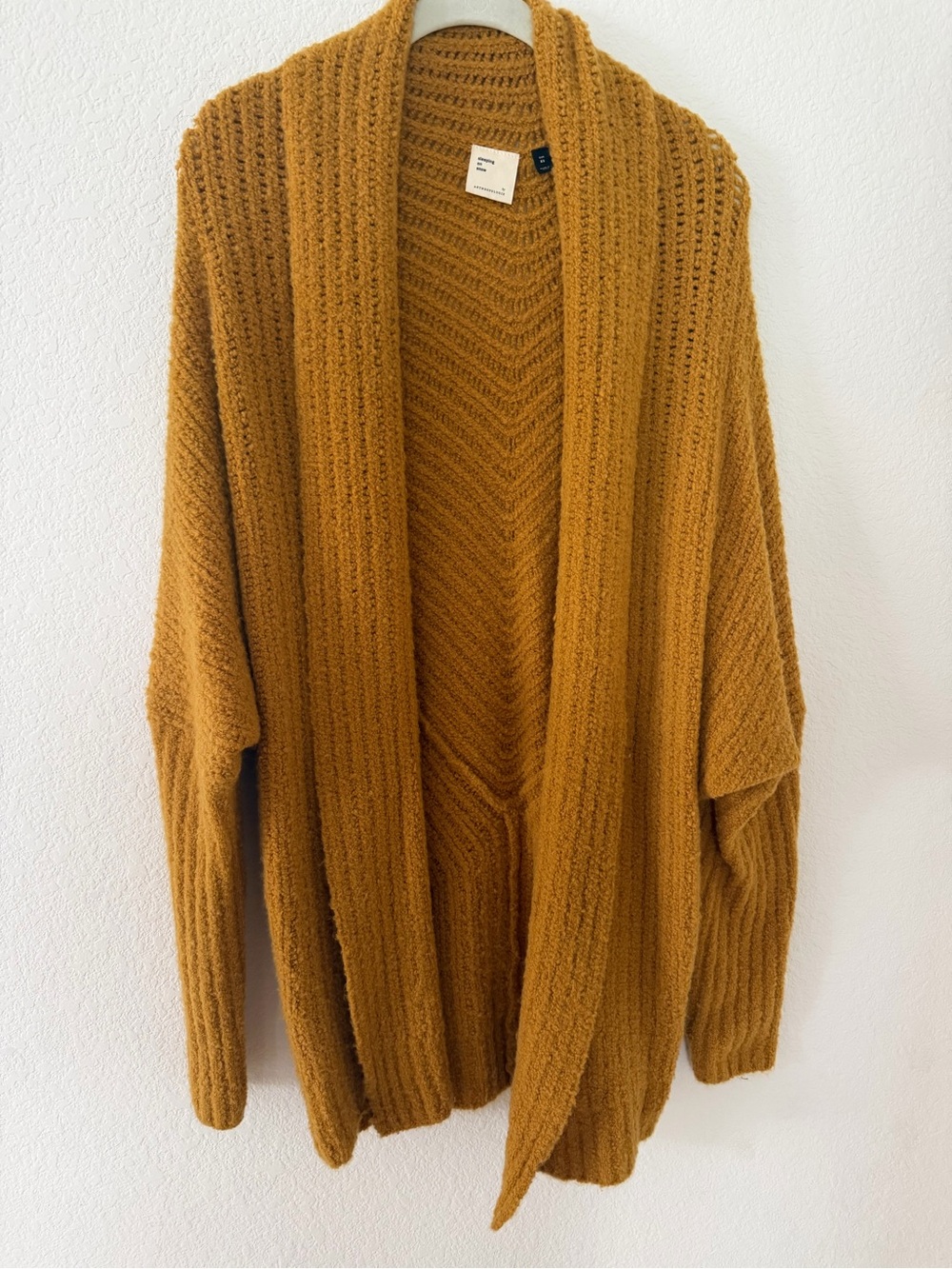 Open-Front Chunky Knit Cardigan in Mustard